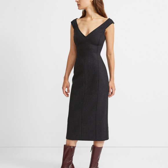 NWT Theory Charcoal Melange heavy wool twill dress - Picture 1 of 12